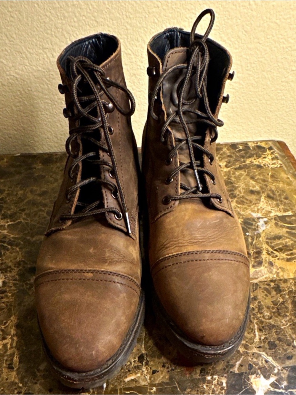 Thursday Boot Company Brown Leather Cap-Toe Lace-Up Boots
